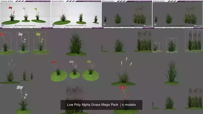 Low Poly Alpha Grass Mega Pack 