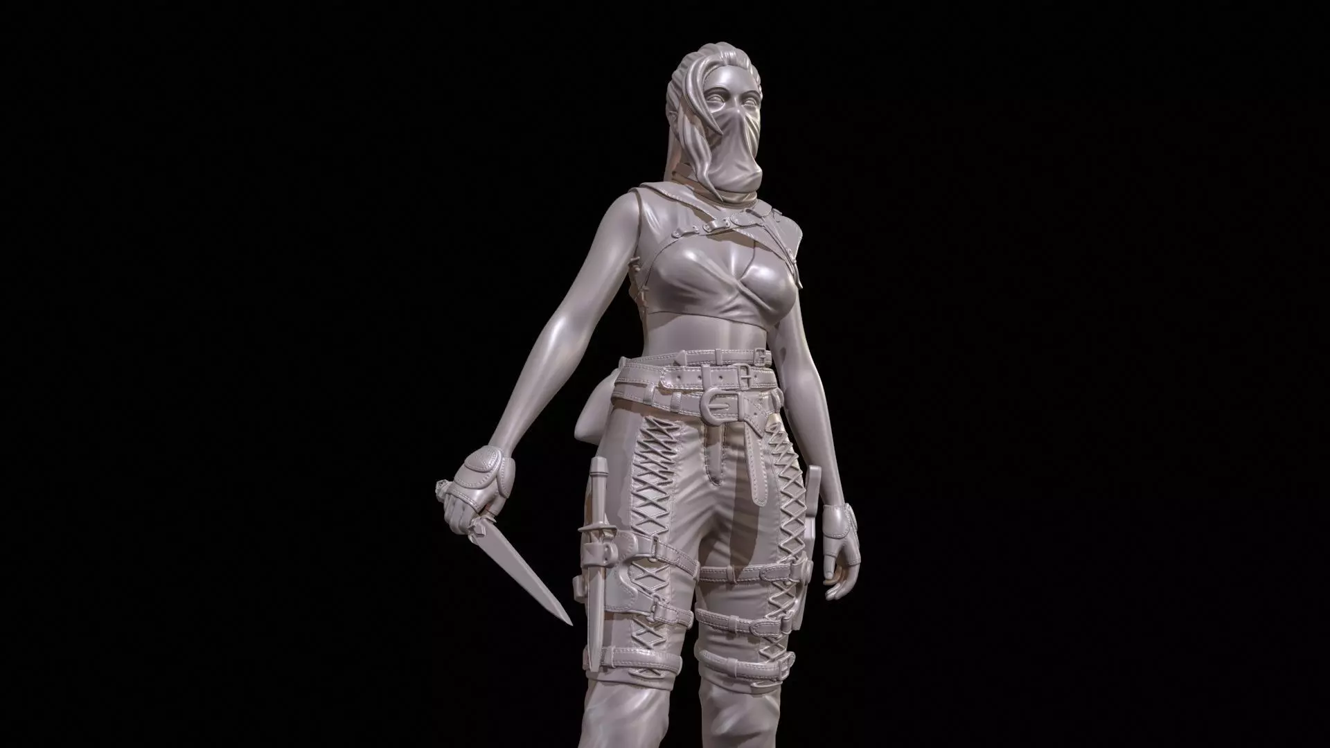 Armed Female Warrior High Poly for 3D Print 3D print model_0