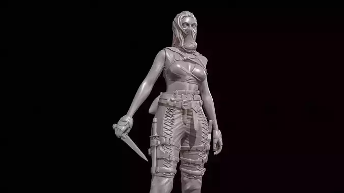 Armed Female Warrior  High Poly for 3D Print 3D print model