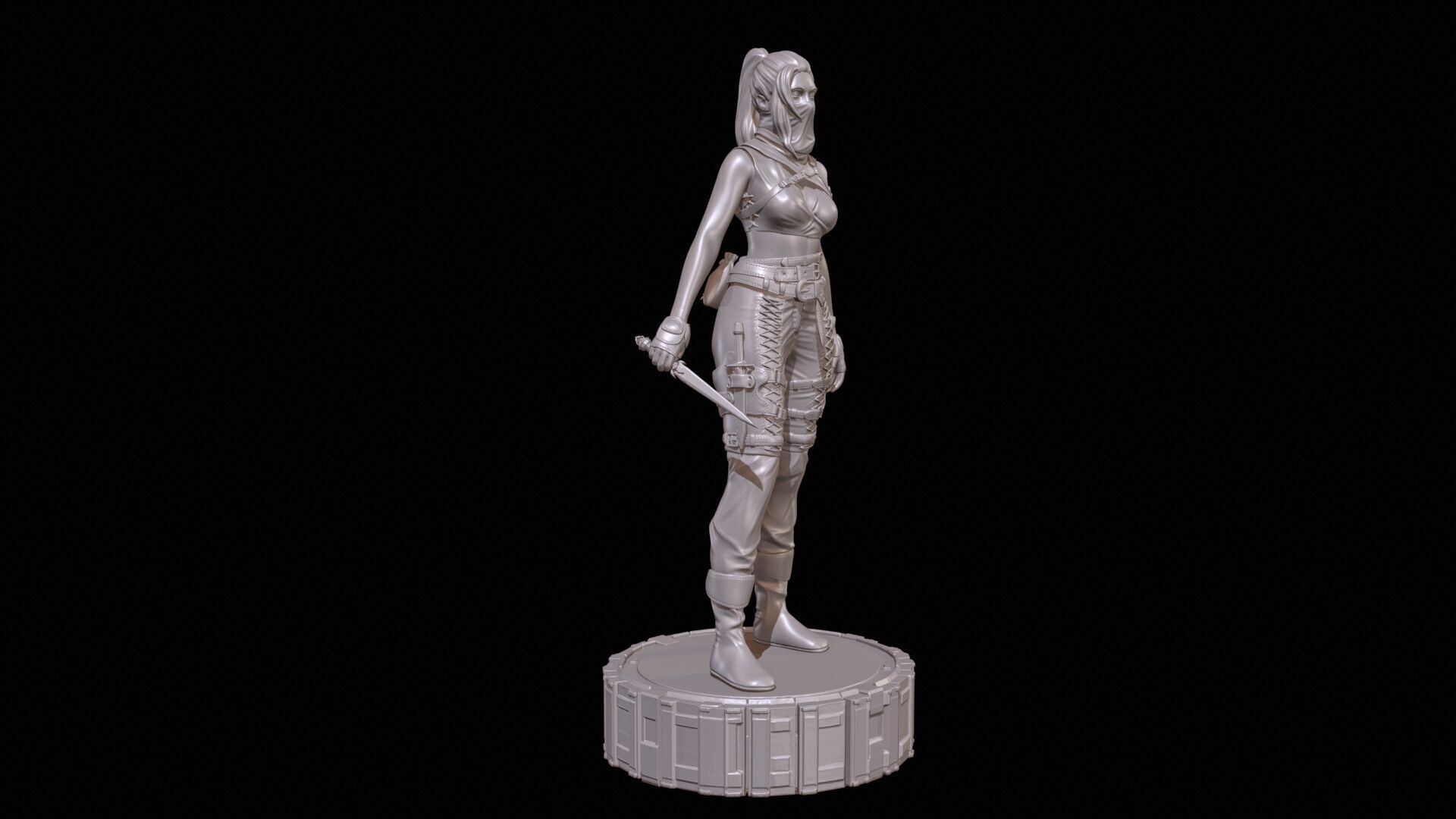 Armed Female Warrior High Poly for 3D Print 3D print model_9