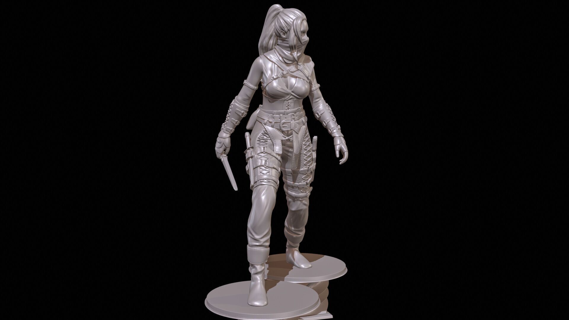 Armed Female Warrior High Poly for 3D Print 3D print model_3