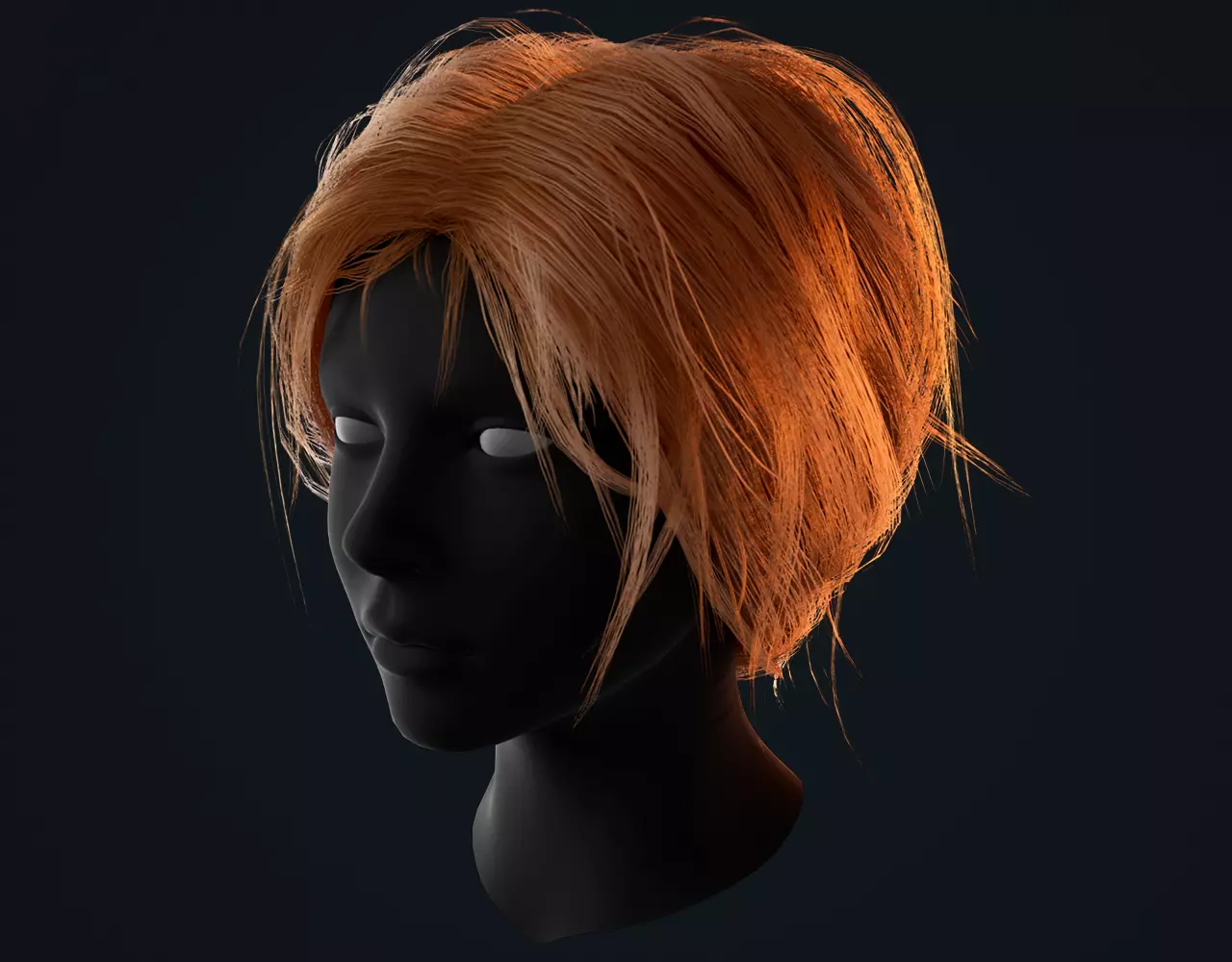 Female Haircut 2 Low-poly 3D model_0