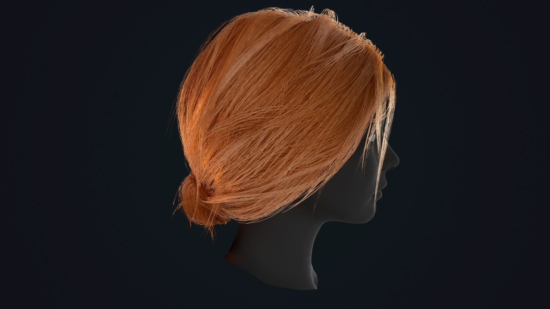Female Haircut 2 Low-poly 3D model_5