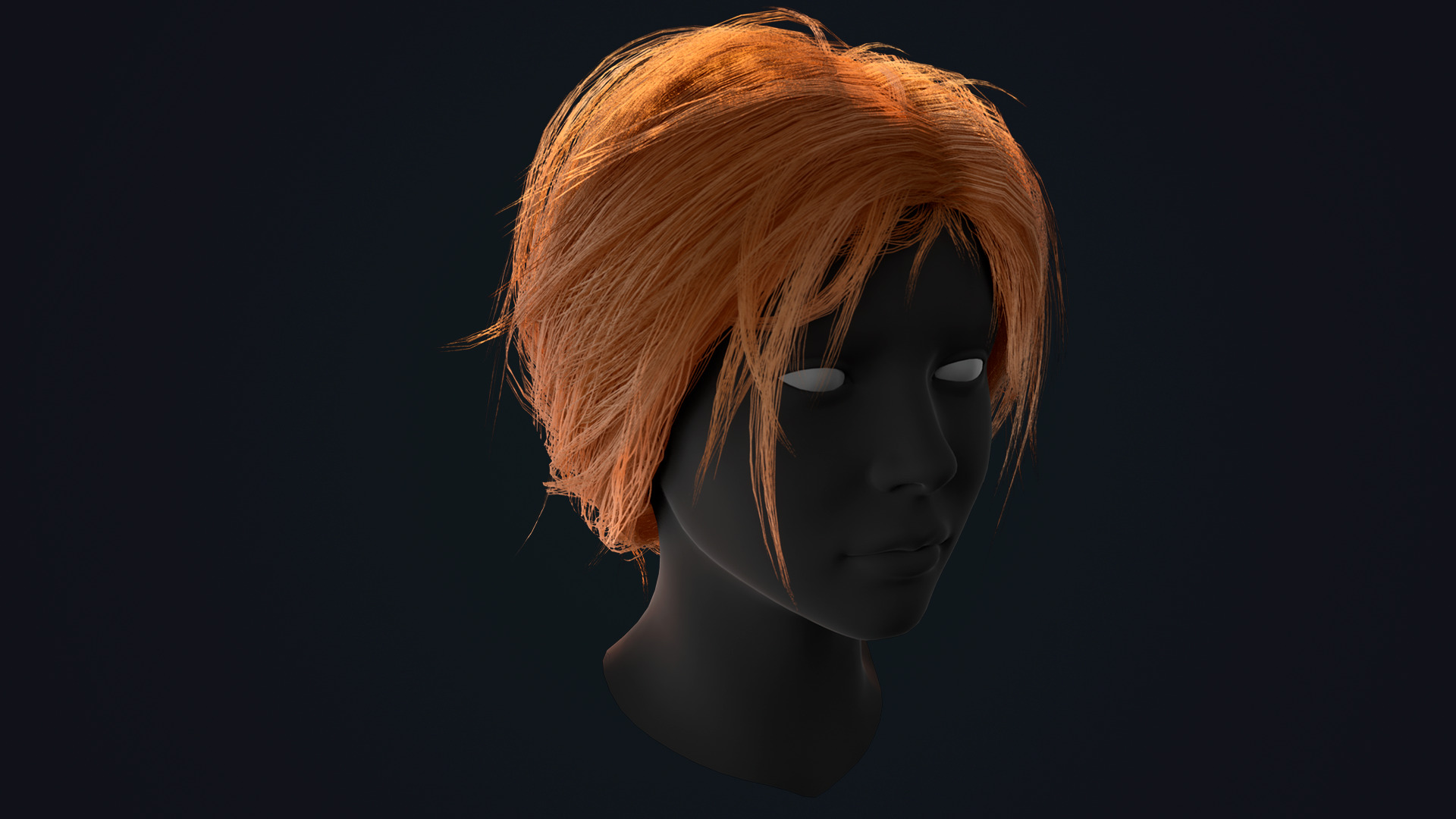 Female Haircut 2 Low-poly 3D model_2