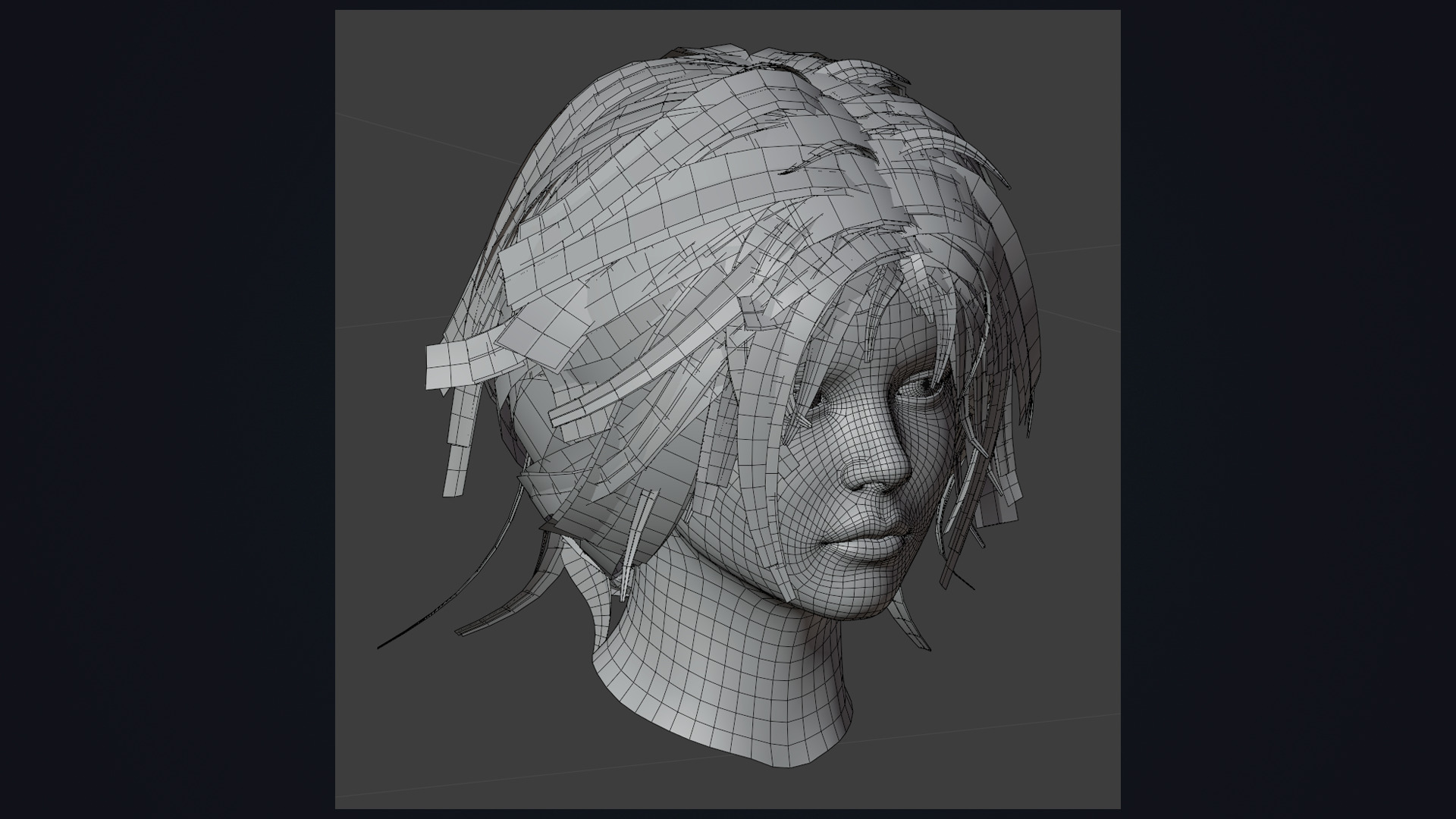 Female Haircut 2 Low-poly 3D model_6