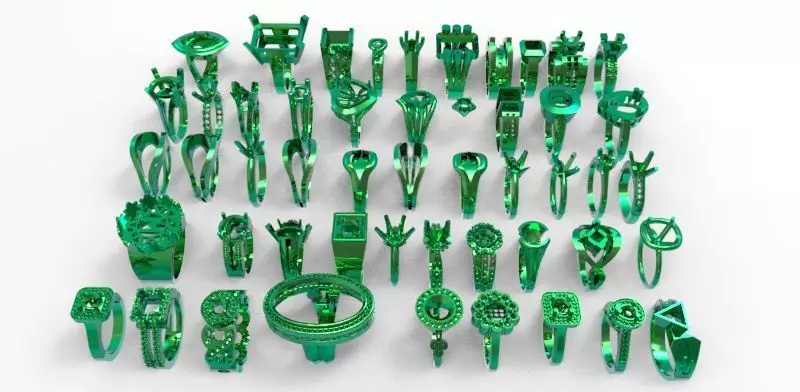 50 Various Solitaire Promise ring Jewelry Collection Bulk Sale 3D print model