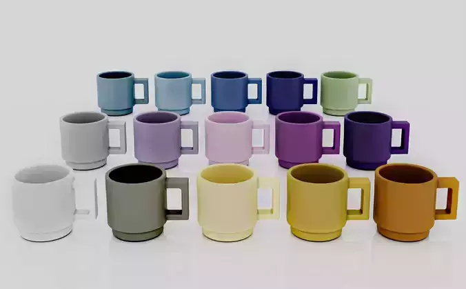 Colorful Mug Set 3D model