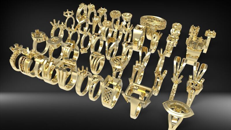 50 Various Solitaire Promise ring Jewelry Collection Bulk Sale 3D print model_14