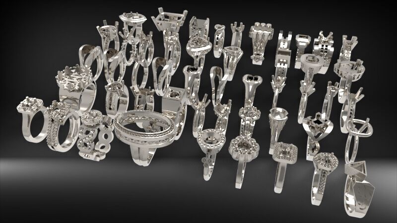 50 Various Solitaire Promise ring Jewelry Collection Bulk Sale 3D print model_31