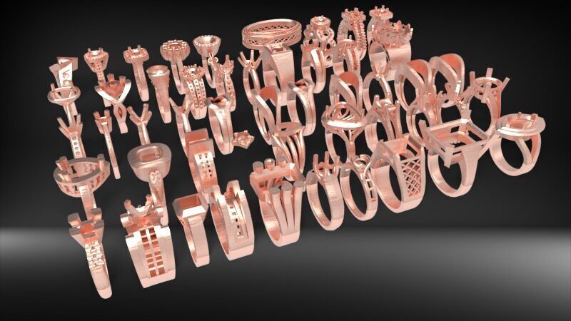 50 Various Solitaire Promise ring Jewelry Collection Bulk Sale 3D print model_28