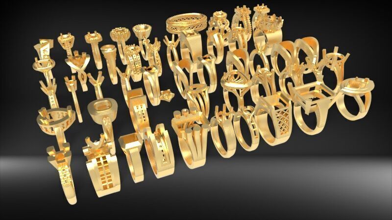 50 Various Solitaire Promise ring Jewelry Collection Bulk Sale 3D print model_26