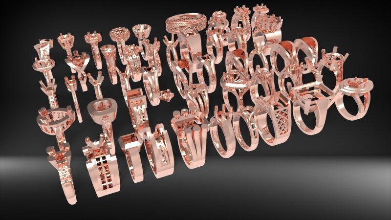 50 Various Solitaire Promise ring Jewelry Collection Bulk Sale 3D print model_20