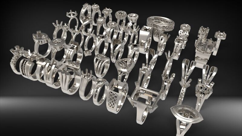 50 Various Solitaire Promise ring Jewelry Collection Bulk Sale 3D print model_11