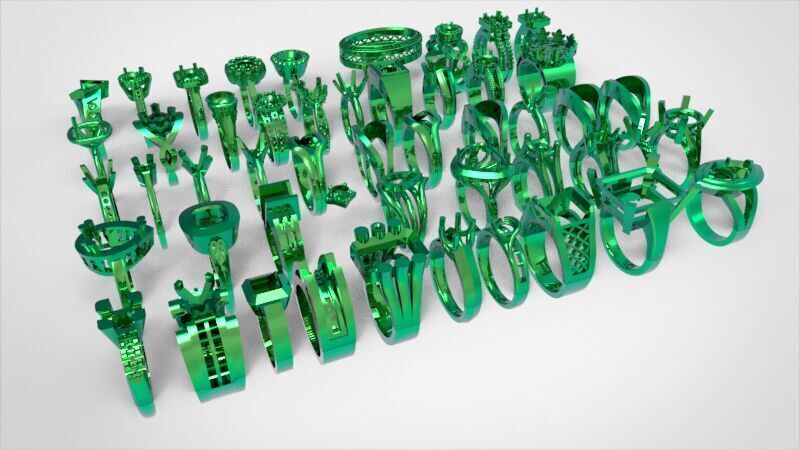 50 Various Solitaire Promise ring Jewelry Collection Bulk Sale 3D print model_15