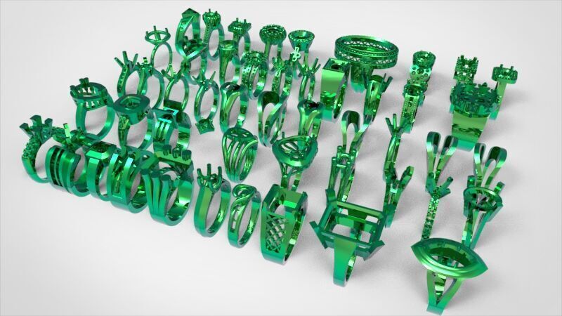 50 Various Solitaire Promise ring Jewelry Collection Bulk Sale 3D print model_4