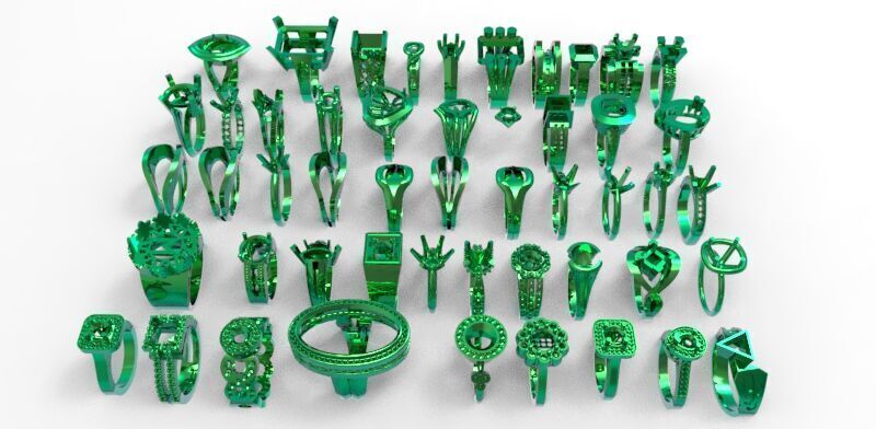 50 Various Solitaire Promise ring Jewelry Collection Bulk Sale 3D print model_34