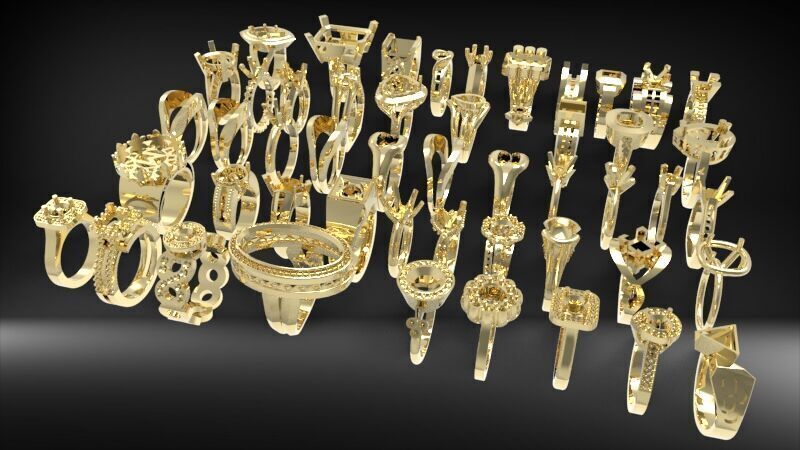 50 Various Solitaire Promise ring Jewelry Collection Bulk Sale 3D print model_32