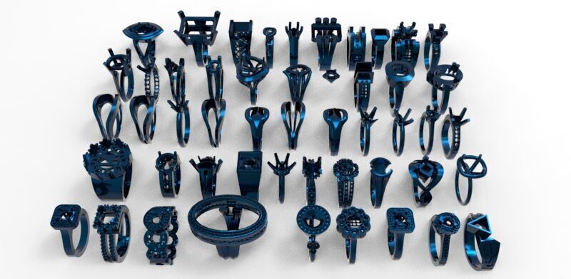 50 Various Solitaire Promise ring Jewelry Collection Bulk Sale 3D print model_36