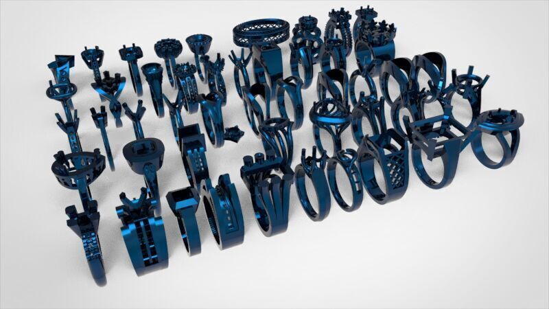 50 Various Solitaire Promise ring Jewelry Collection Bulk Sale 3D print model_17