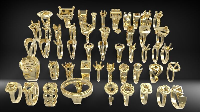 50 Various Solitaire Promise ring Jewelry Collection Bulk Sale 3D print model_7