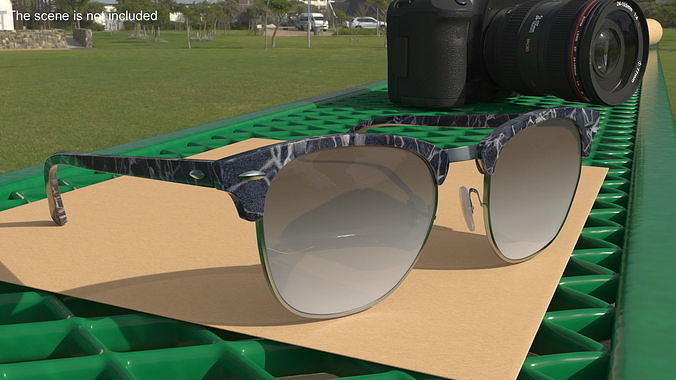 Clubmaster Shape Grey Lens Sunglasses 3D model