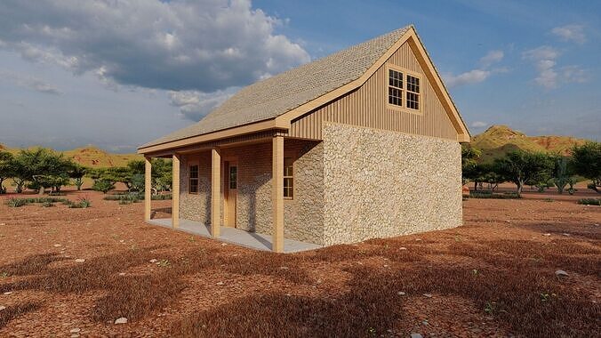 Vilage in forest-old house 3D model 4