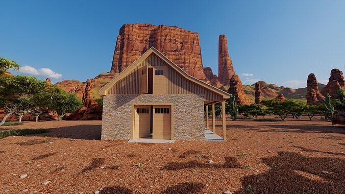 Vilage in forest-old house 3D model 6