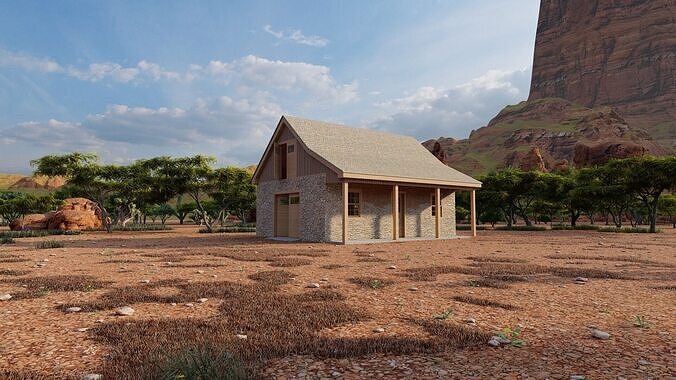 Vilage in forest-old house 3D model 5