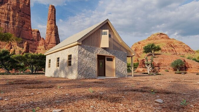 Vilage in forest-old house 3D model 2