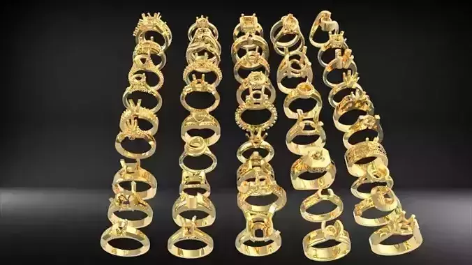 150 Various Solitaire Promise ring Jewelry Collection Bulk Sale 3D print model