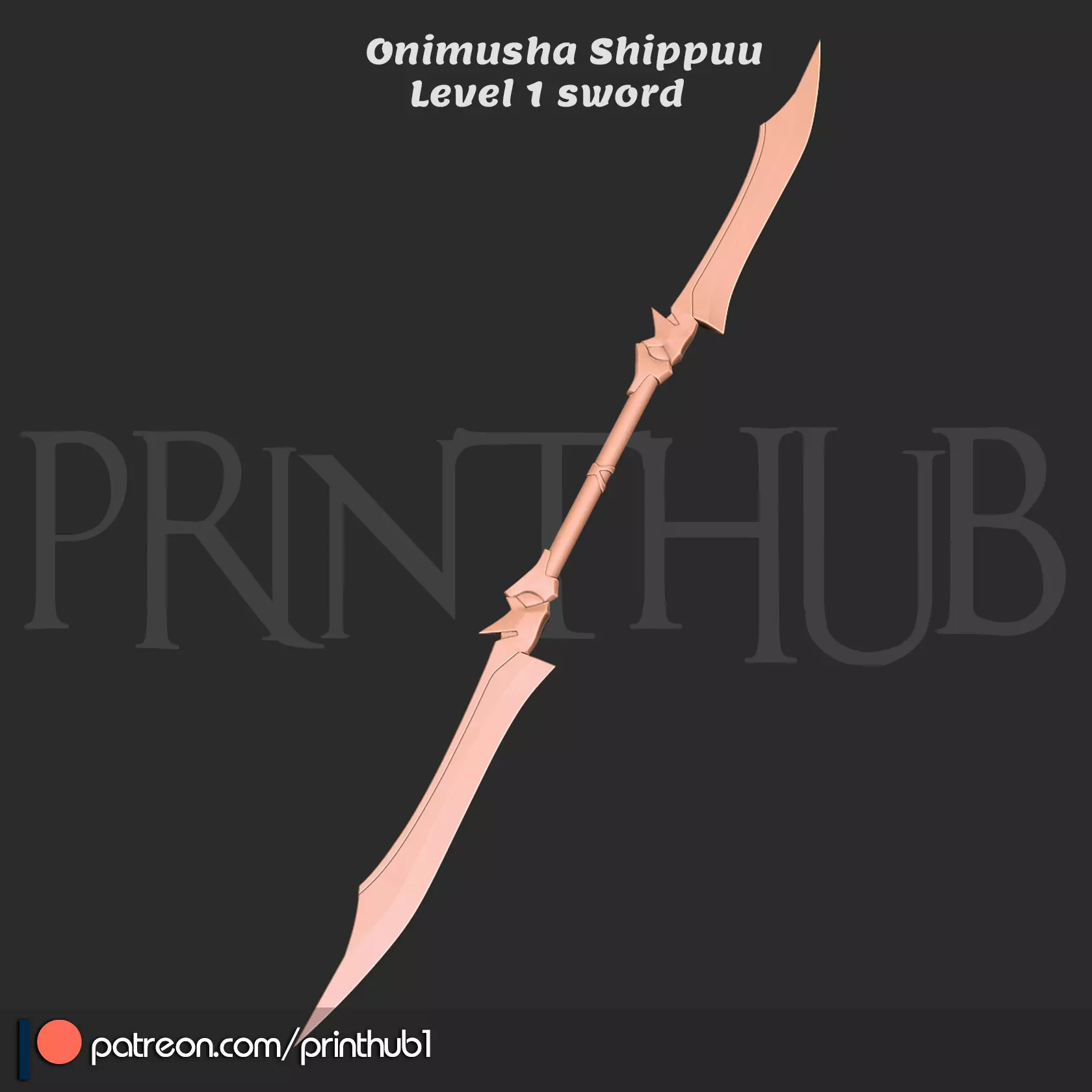 Shippuu Sword Level 1  Onimusha Fan Art  Cosplay Prop STL File 3D print model_0
