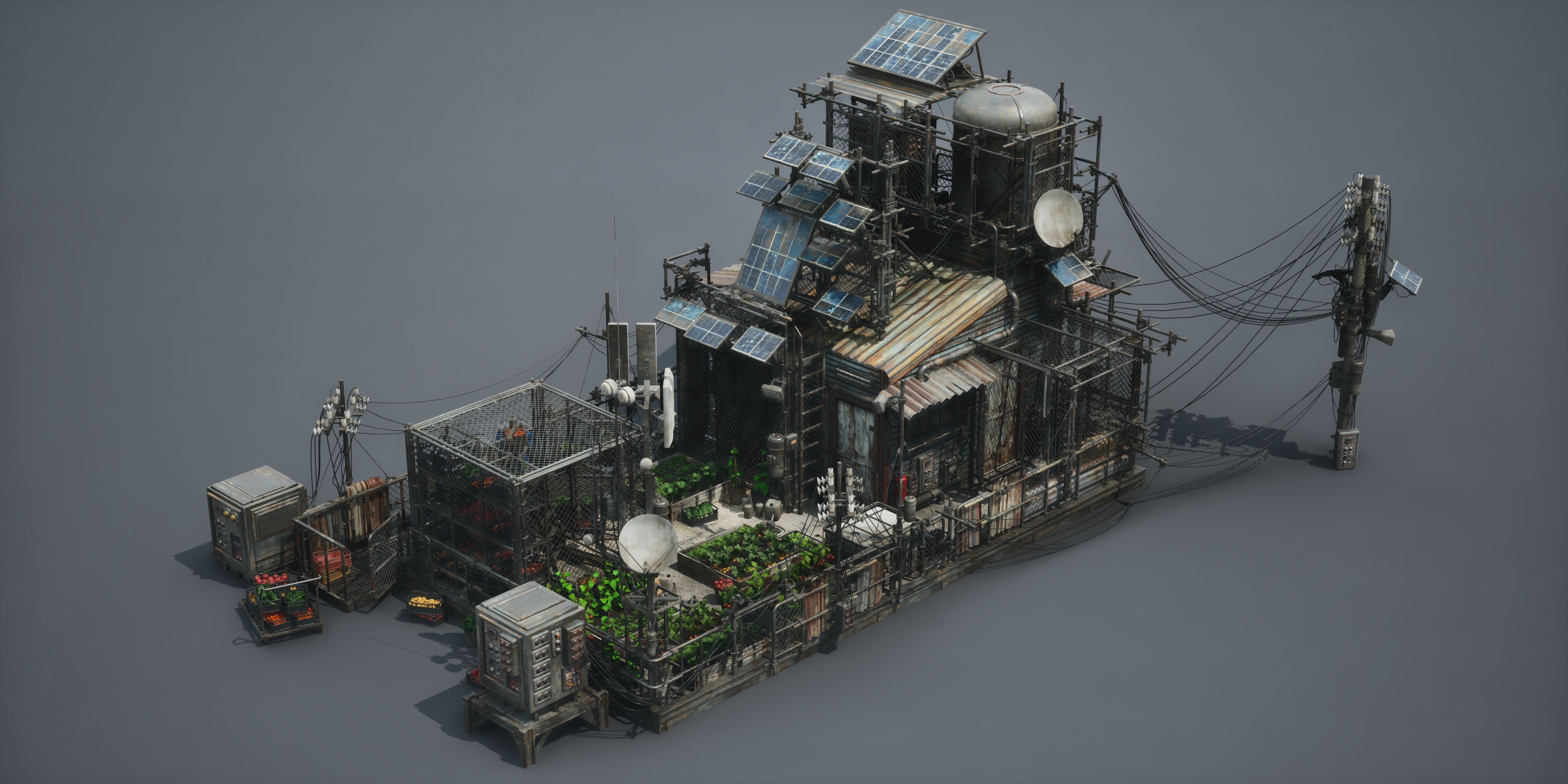 Post Apocalypse Survivor Environment Kitbash set 3D model_42