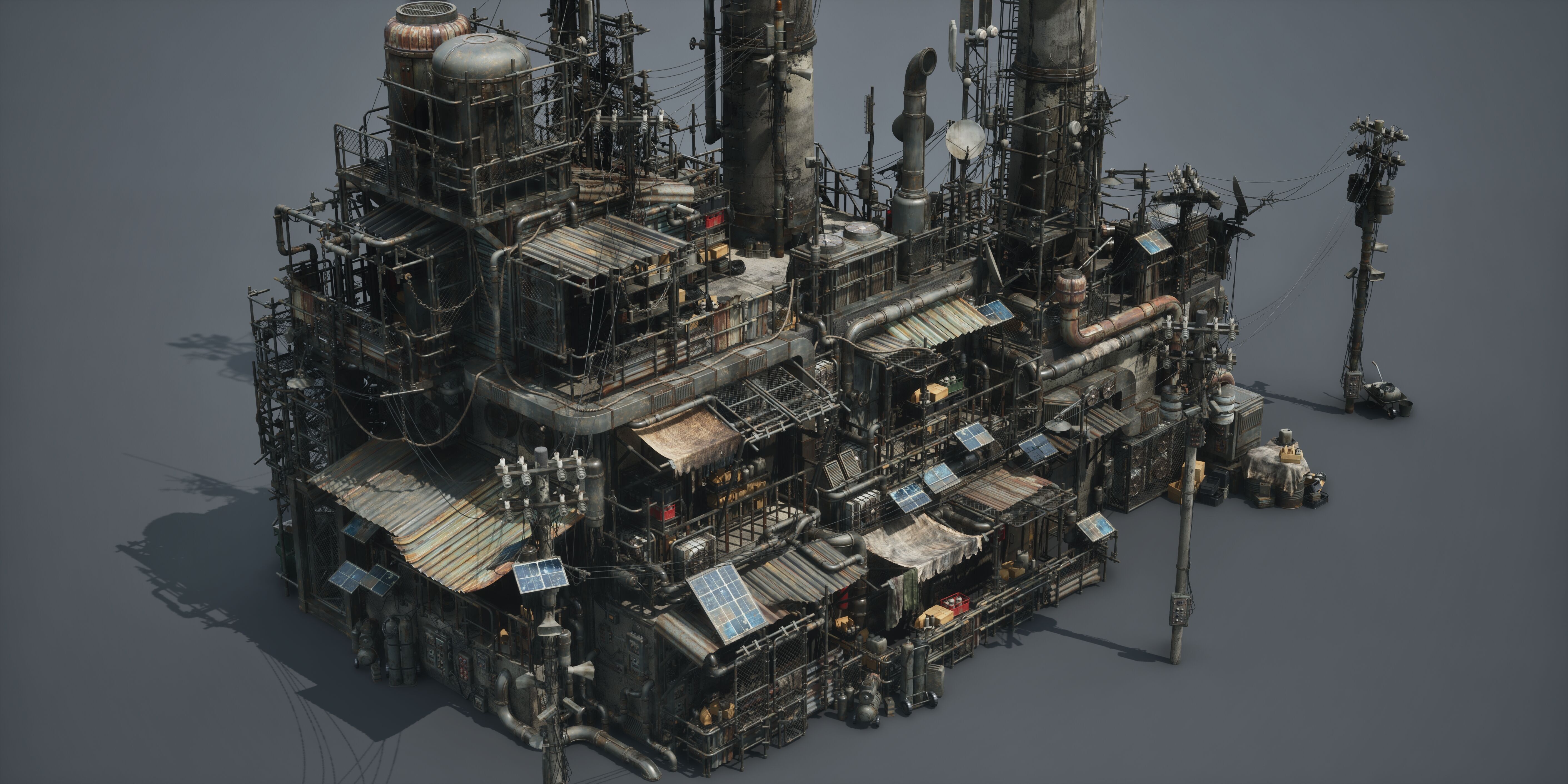 Post Apocalypse Survivor Environment Kitbash set 3D model_24