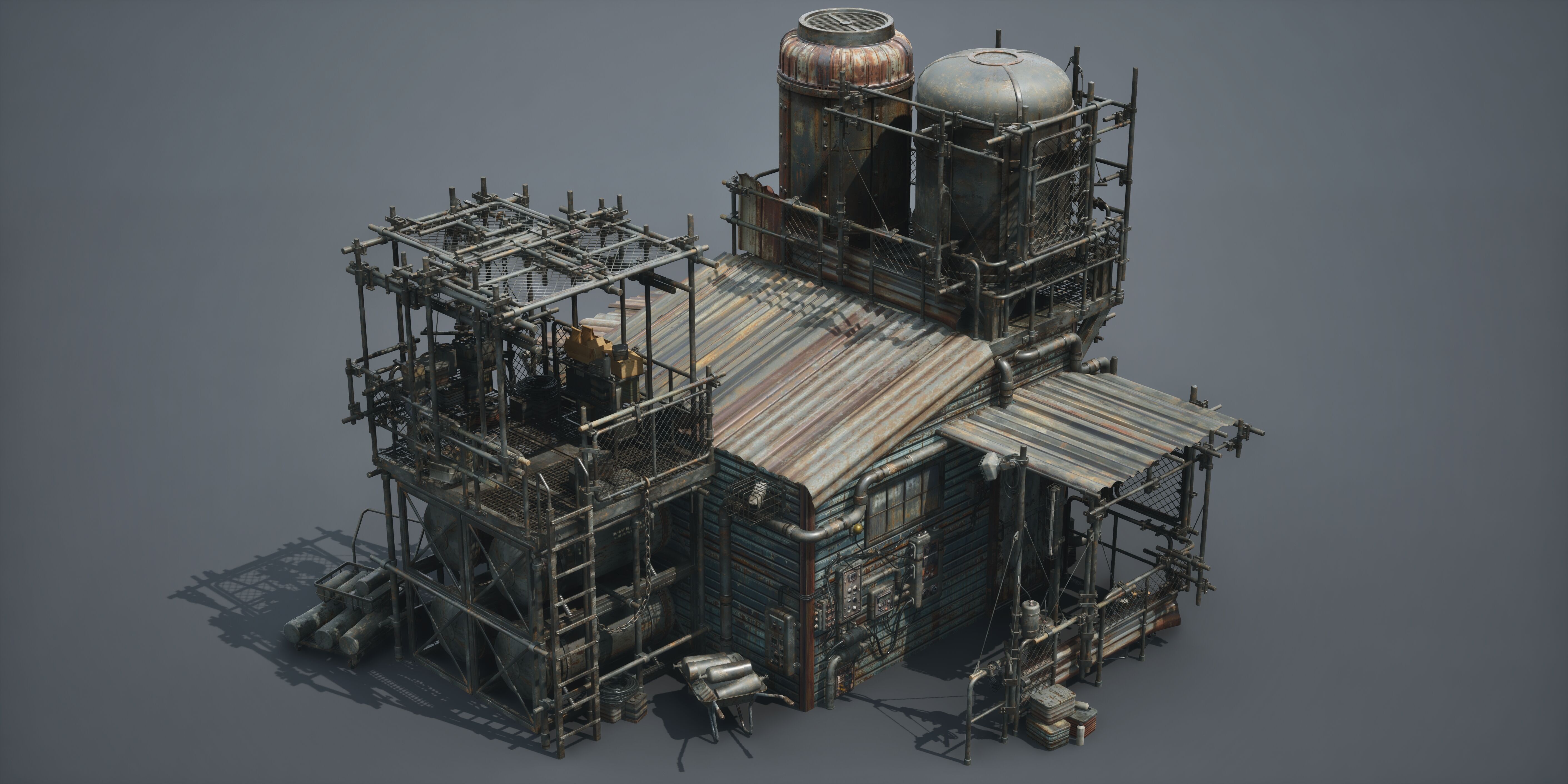 Post Apocalypse Survivor Environment Kitbash set 3D model_51