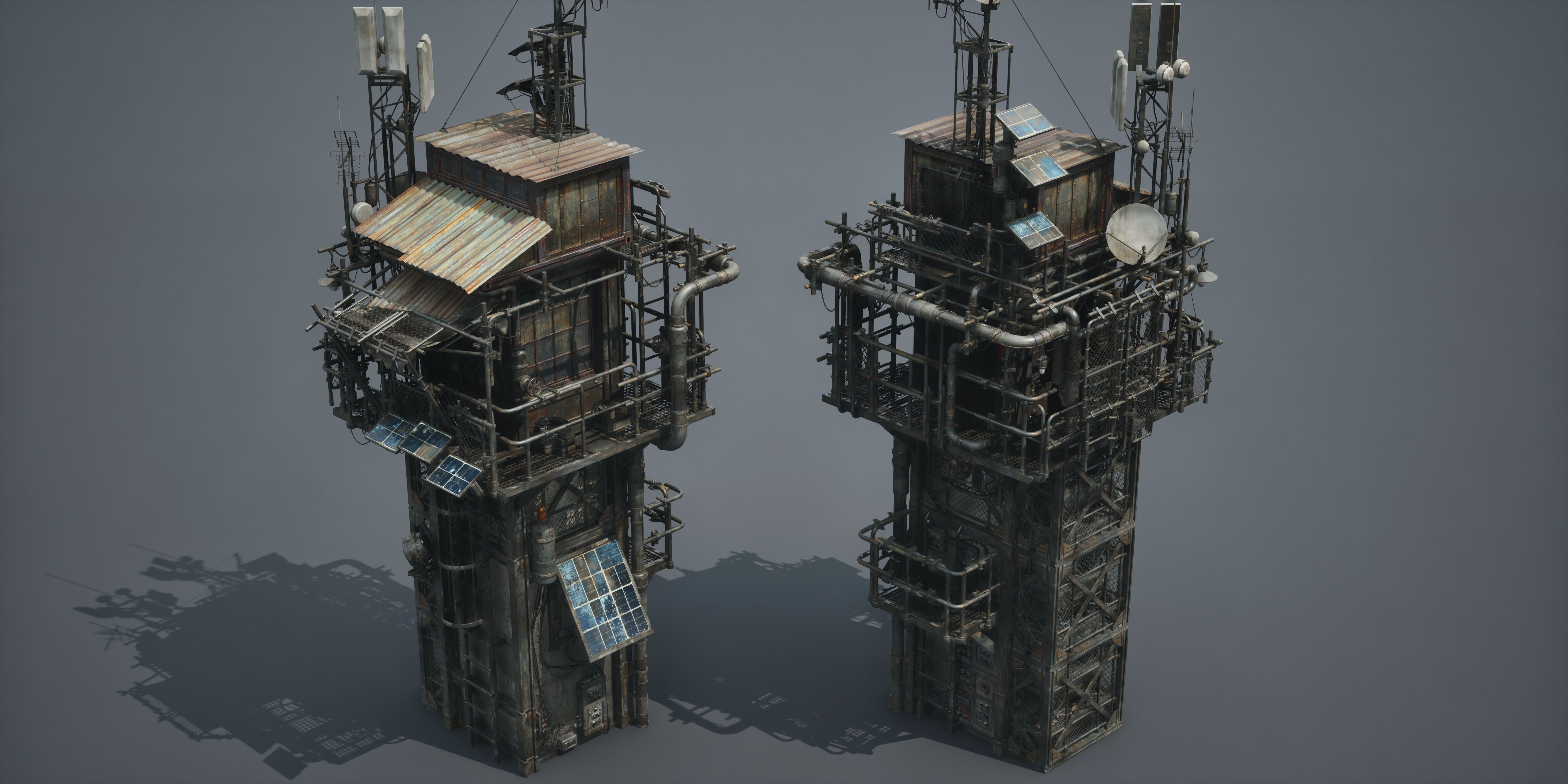 Post Apocalypse Survivor Environment Kitbash set 3D model_56