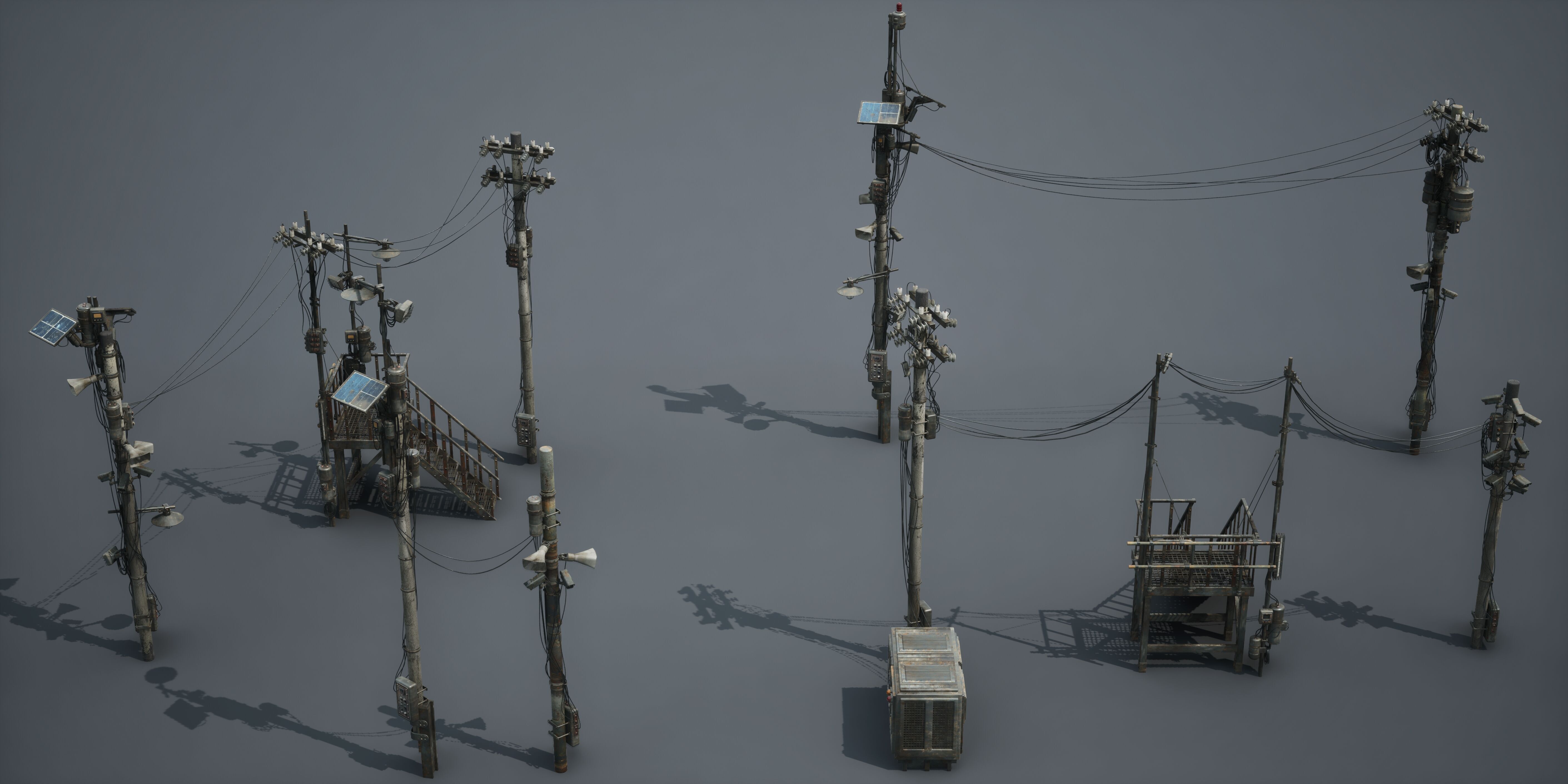 Post Apocalypse Survivor Environment Kitbash set 3D model_83
