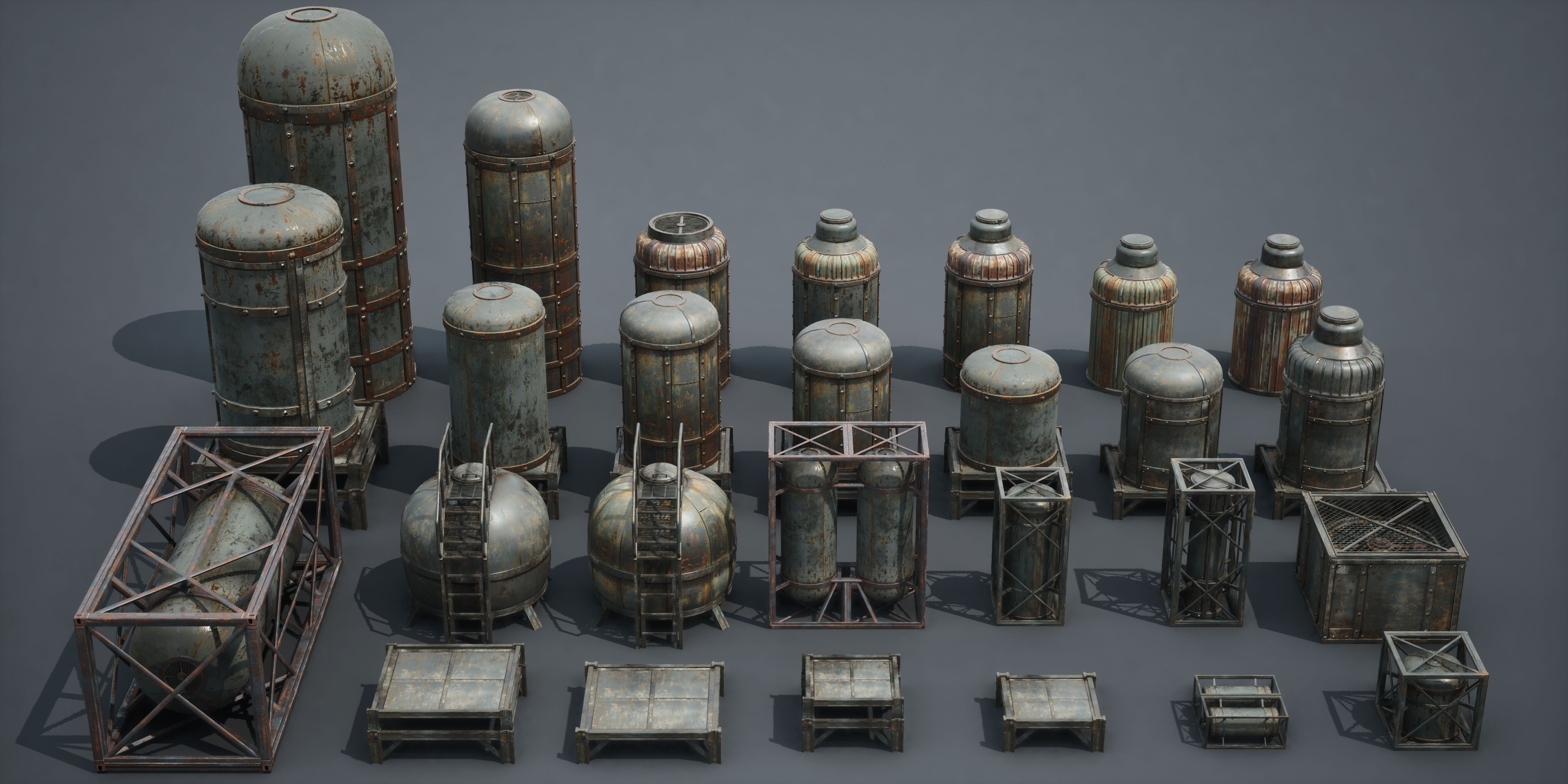 Post Apocalypse Survivor Environment Kitbash set 3D model_81