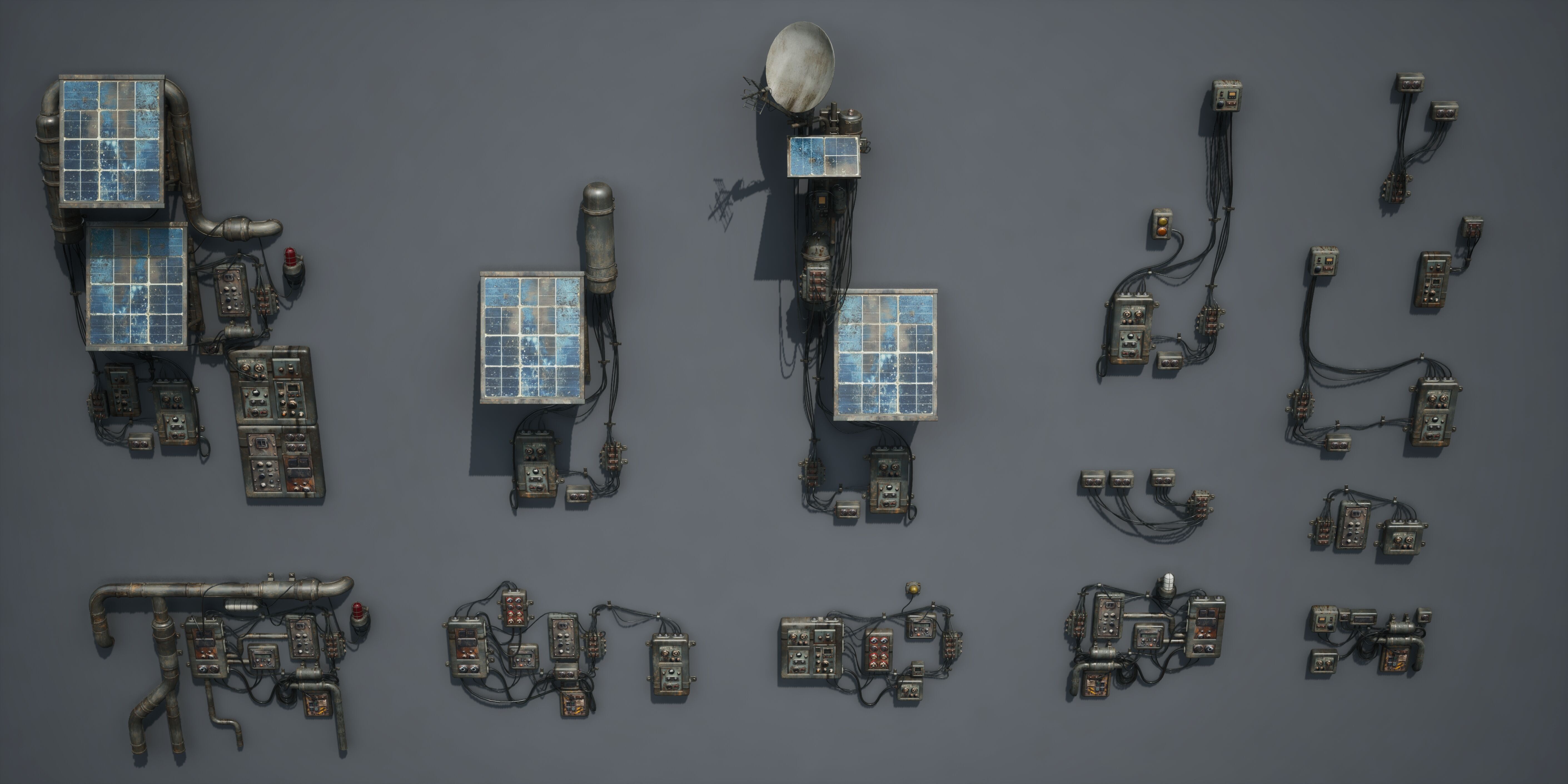 Post Apocalypse Survivor Environment Kitbash set 3D model_79