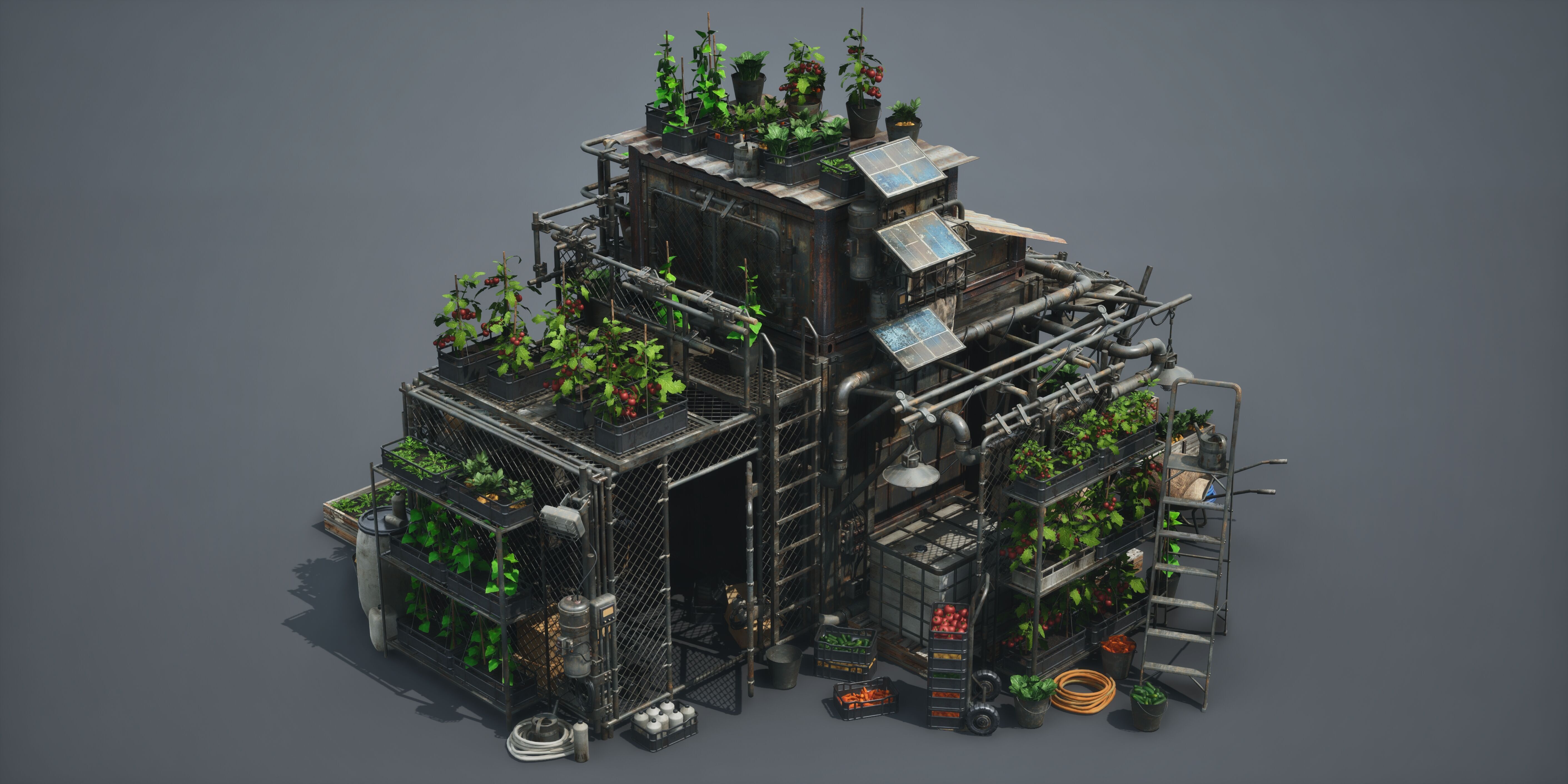 Post Apocalypse Survivor Environment Kitbash set 3D model_46