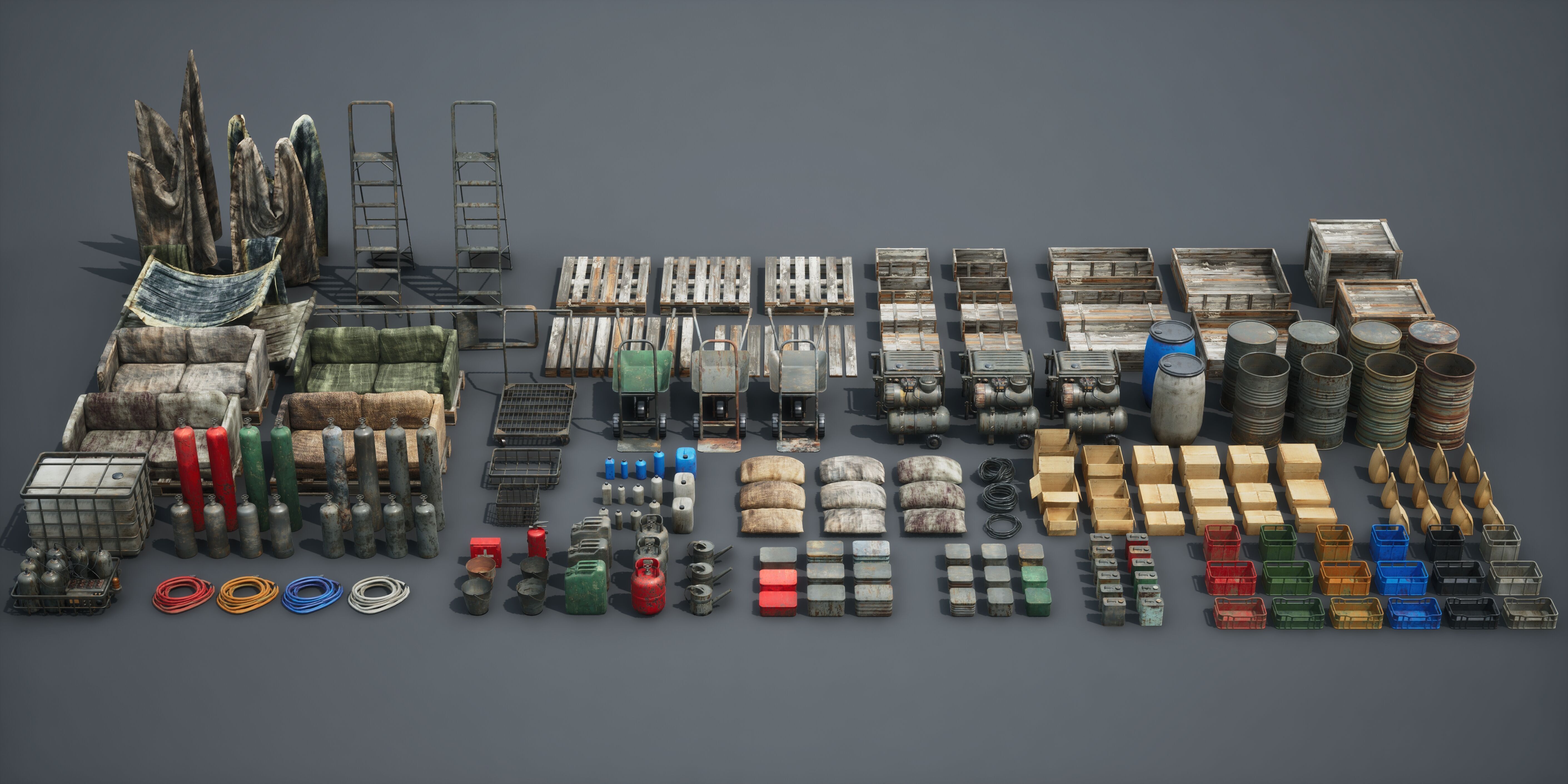 Post Apocalypse Survivor Environment Kitbash set 3D model_73