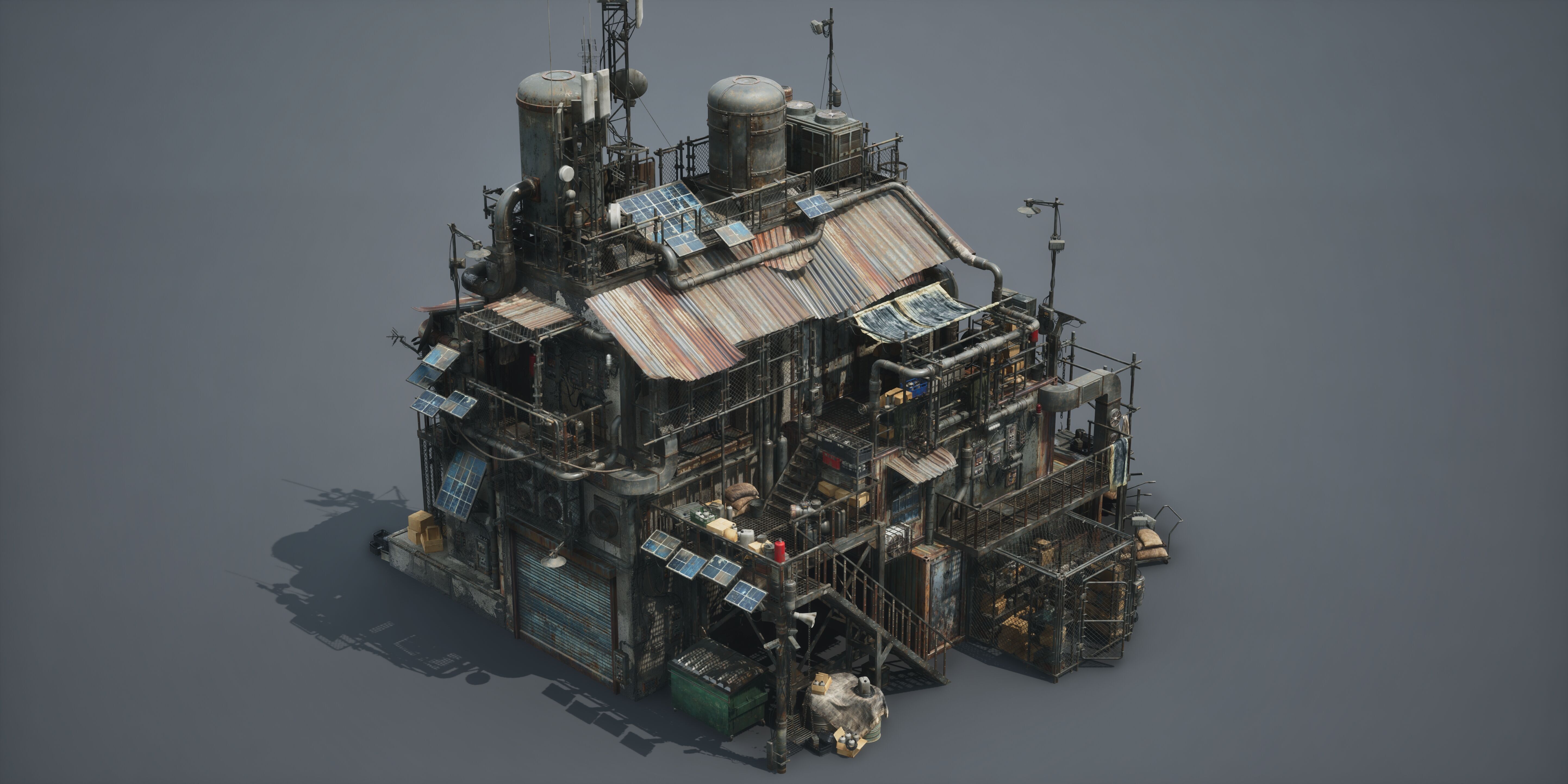 Post Apocalypse Survivor Environment Kitbash set 3D model_14