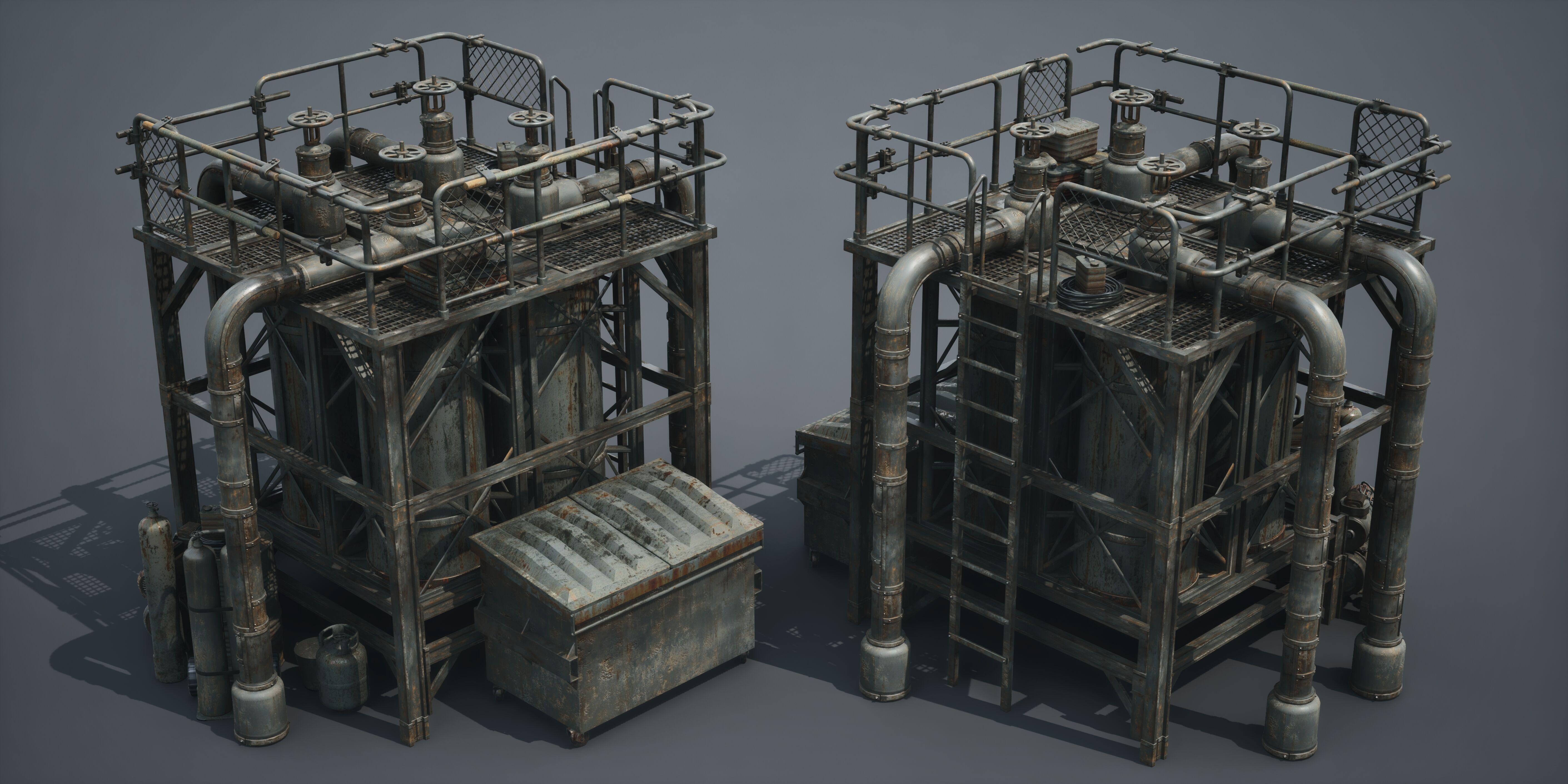 Post Apocalypse Survivor Environment Kitbash set 3D model_55