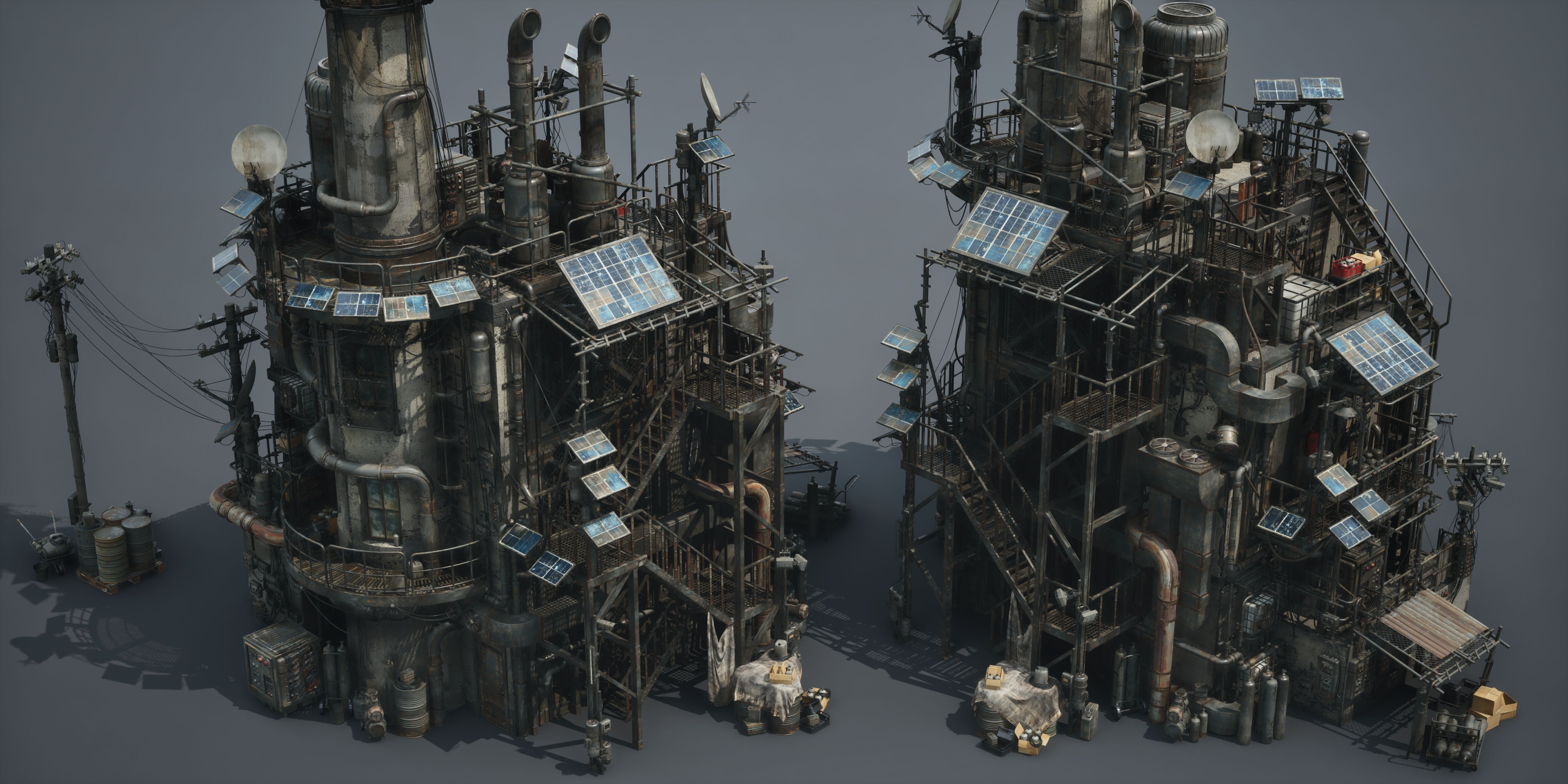 Post Apocalypse Survivor Environment Kitbash set 3D model_21