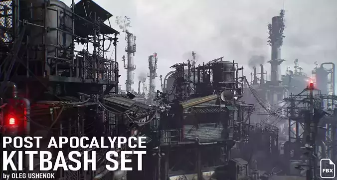 Post Apocalypse Survivor Environment Kitbash set 3D model