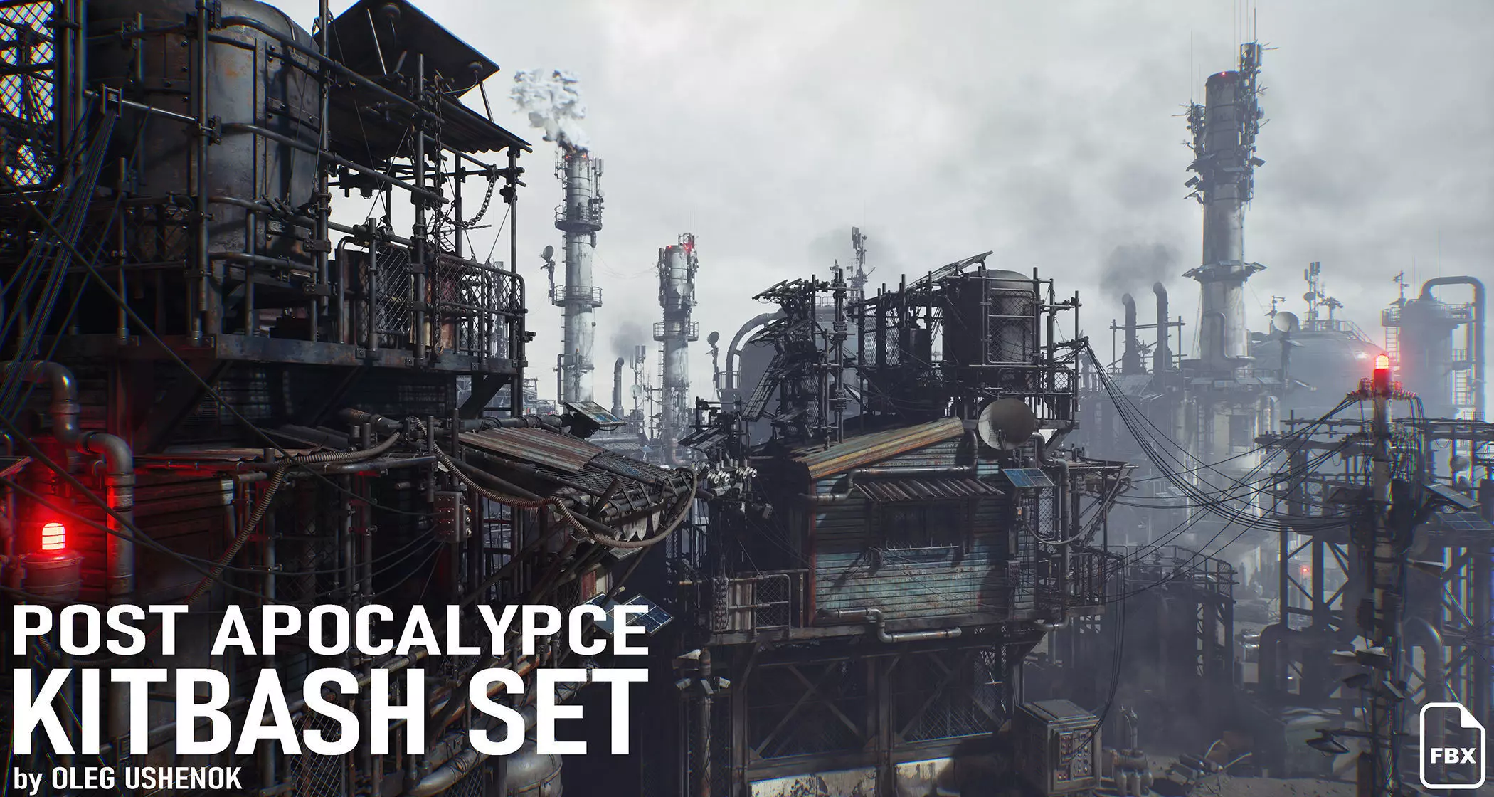 Post Apocalypse Survivor Environment Kitbash set 3D model_0