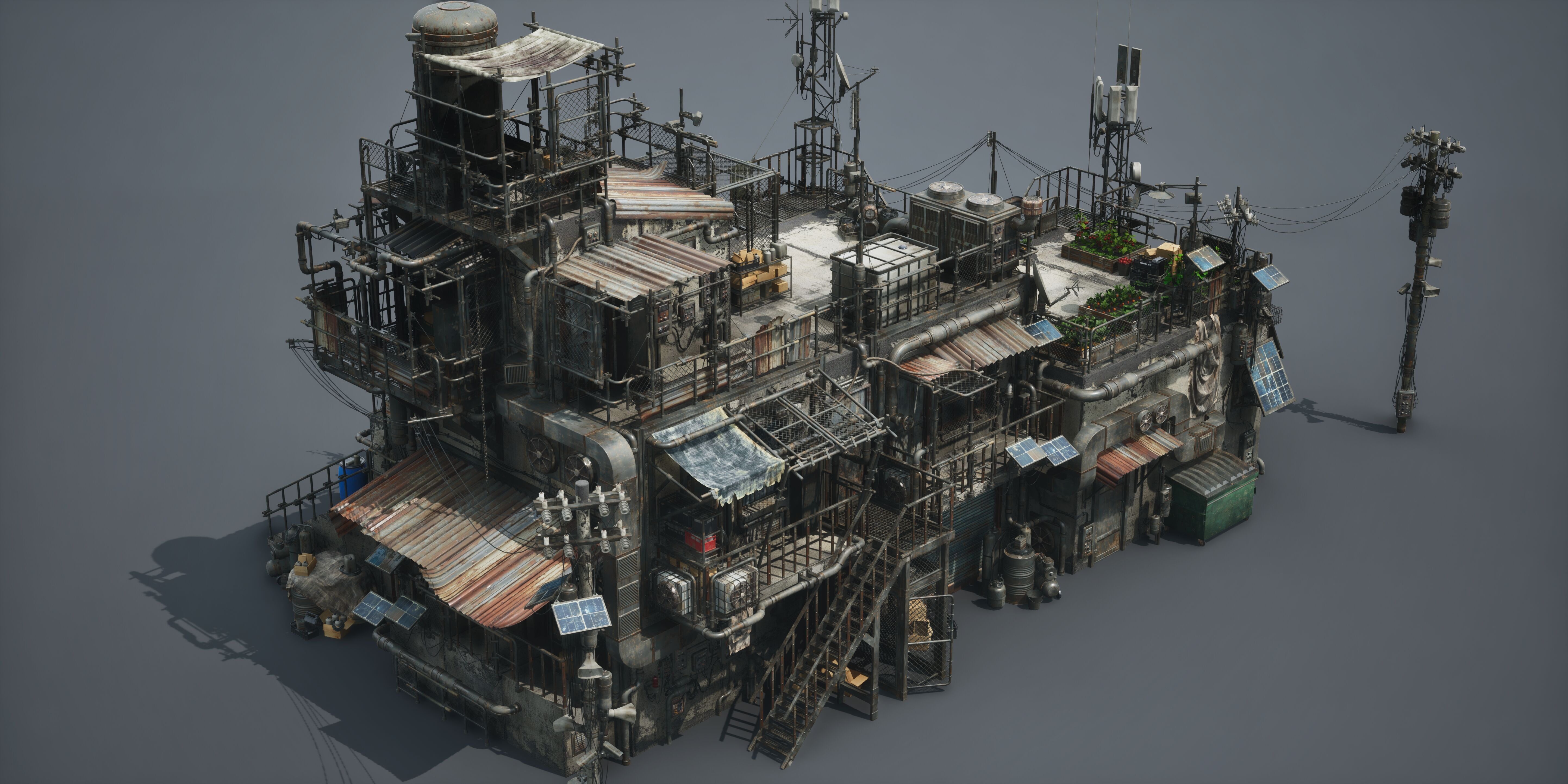 Post Apocalypse Survivor Environment Kitbash set 3D model_12