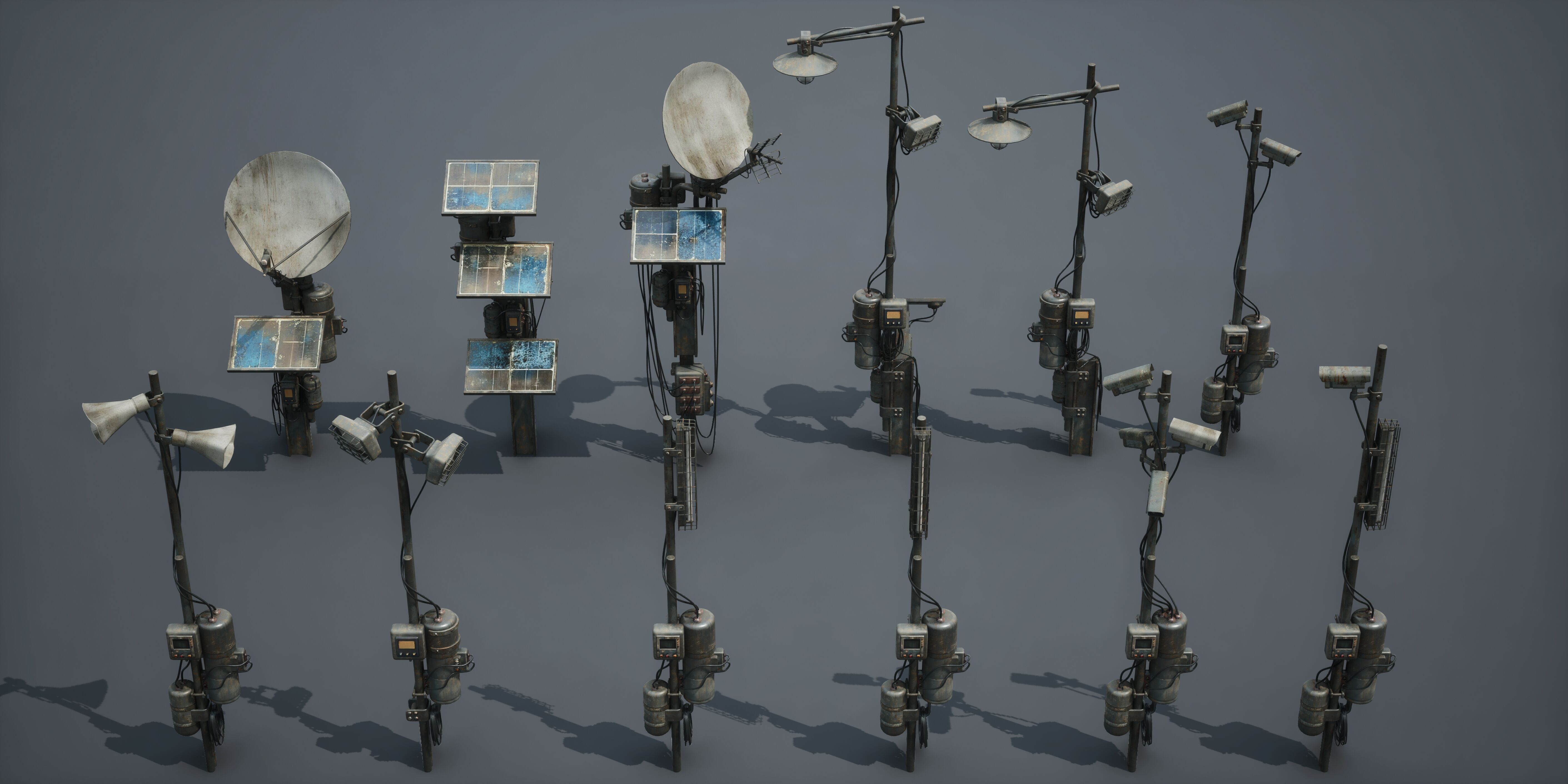 Post Apocalypse Survivor Environment Kitbash set 3D model_74