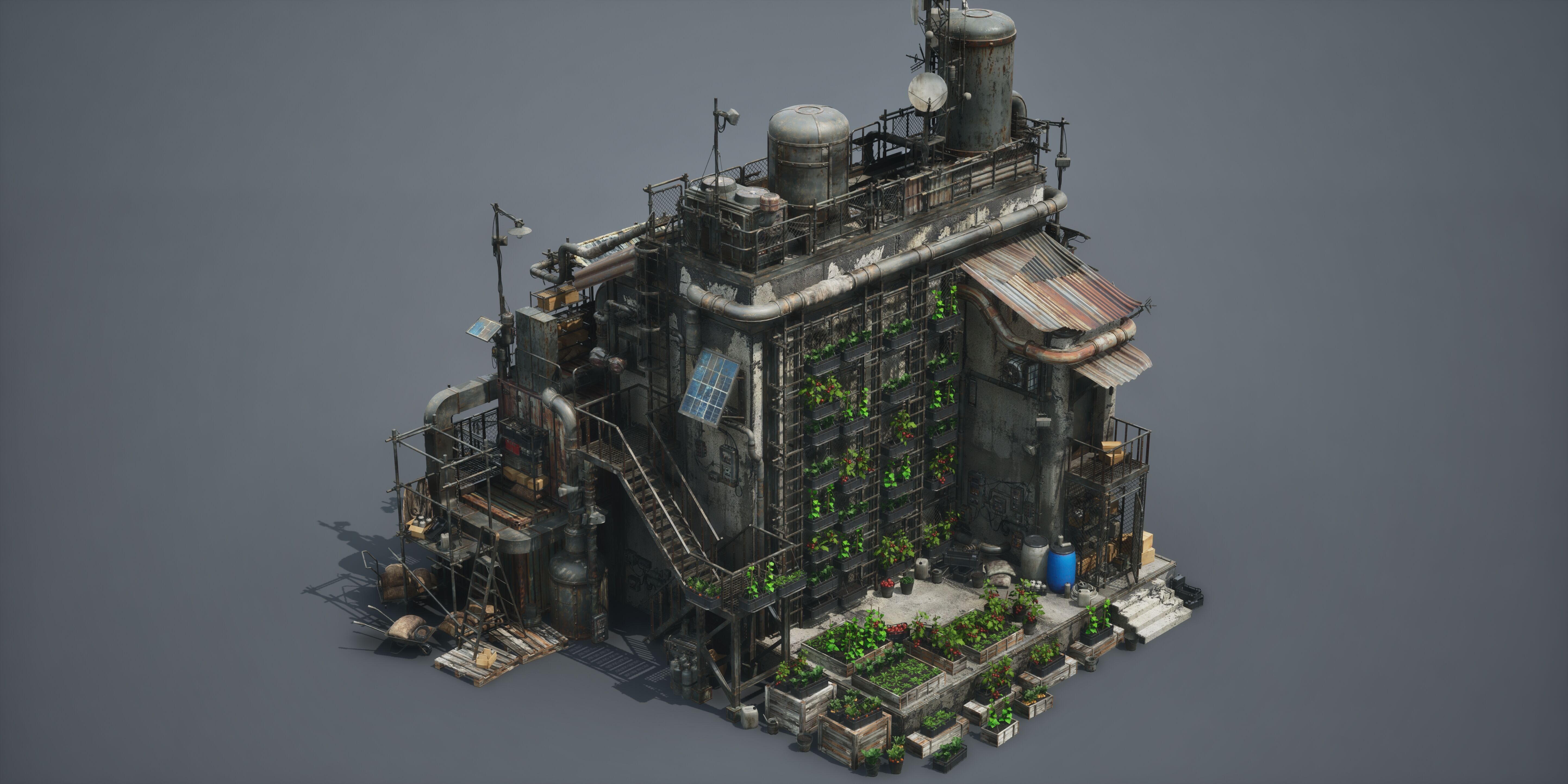 Post Apocalypse Survivor Environment Kitbash set 3D model_15