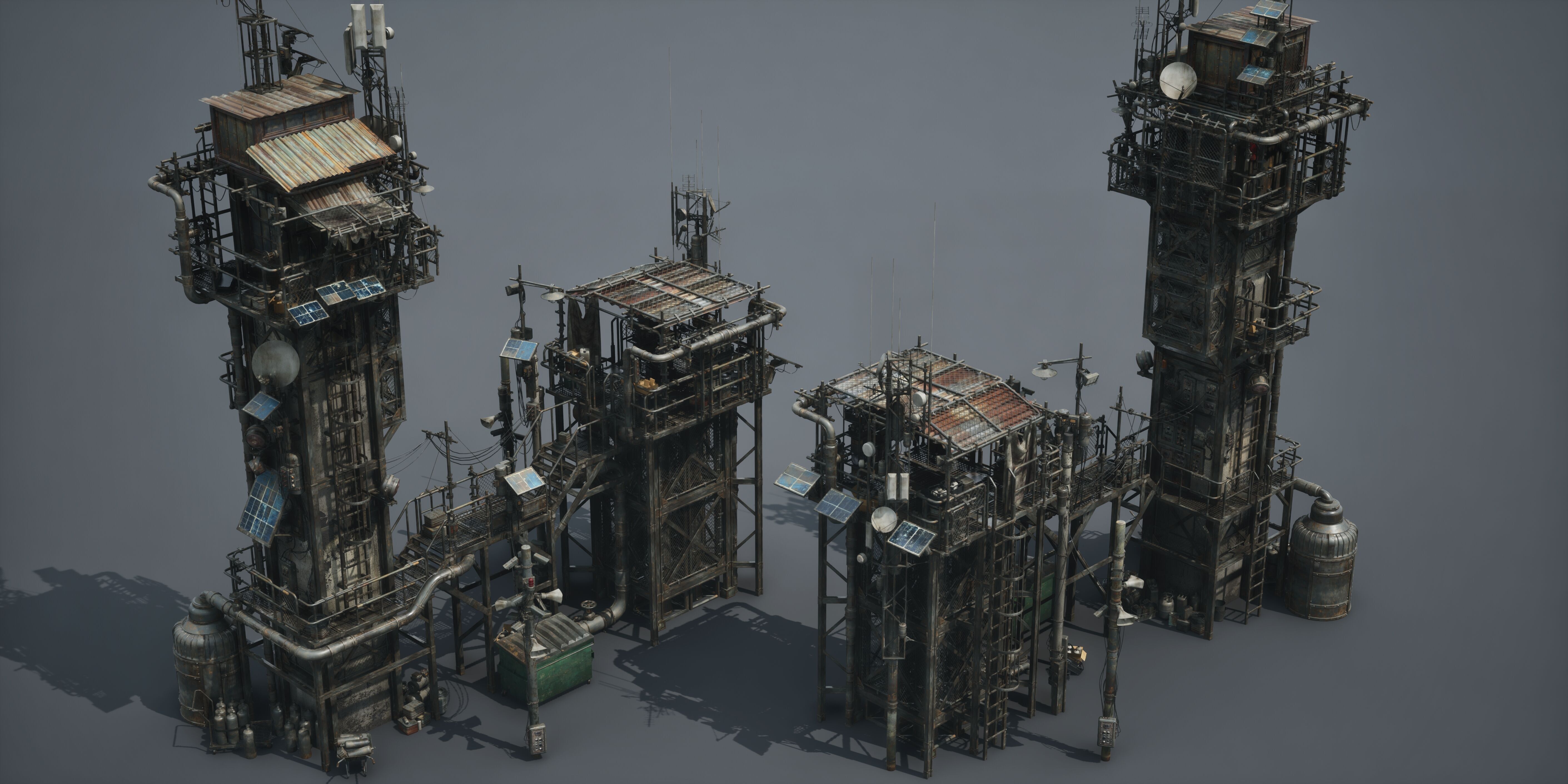 Post Apocalypse Survivor Environment Kitbash set 3D model_57