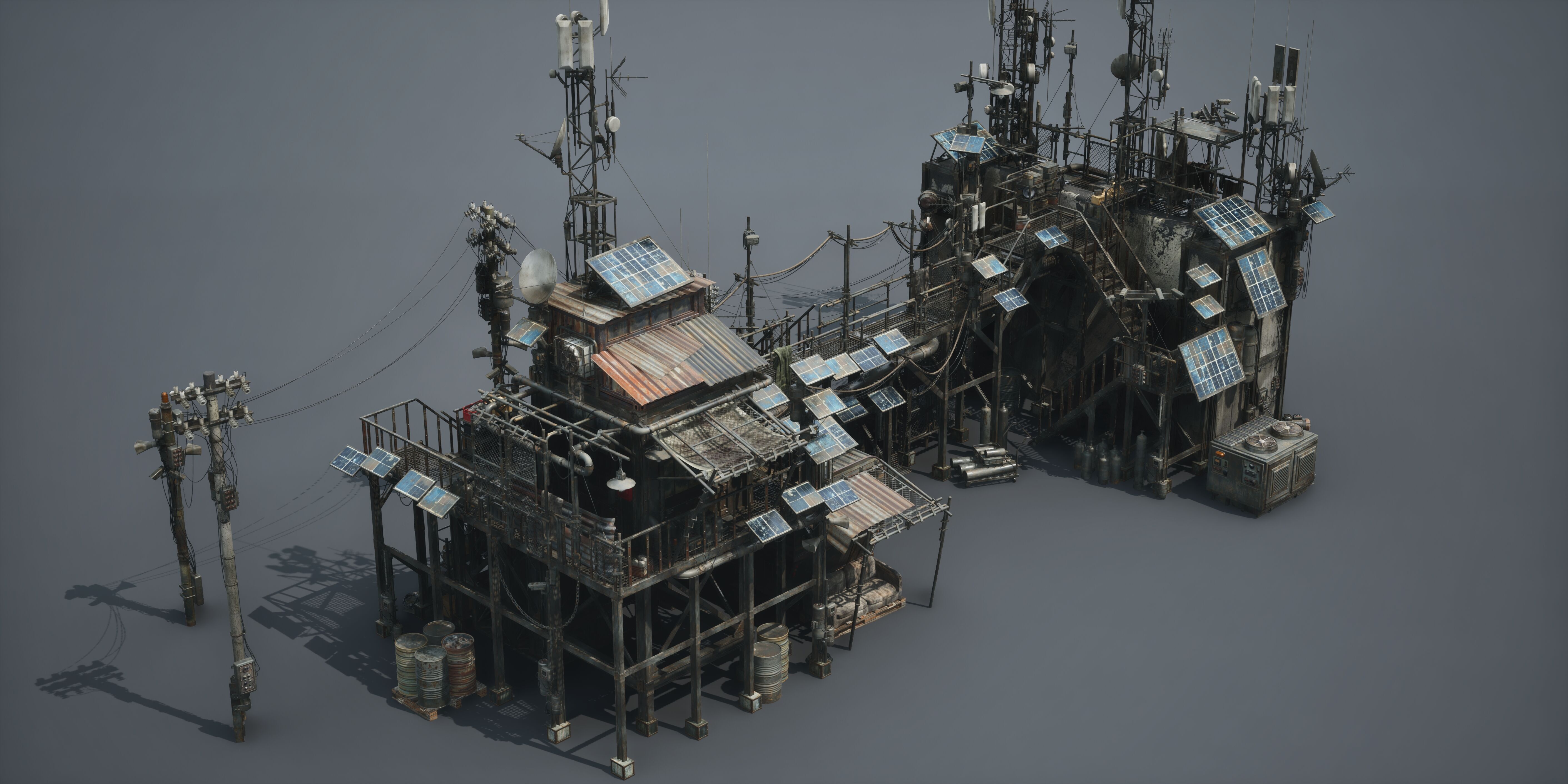 Post Apocalypse Survivor Environment Kitbash set 3D model_58